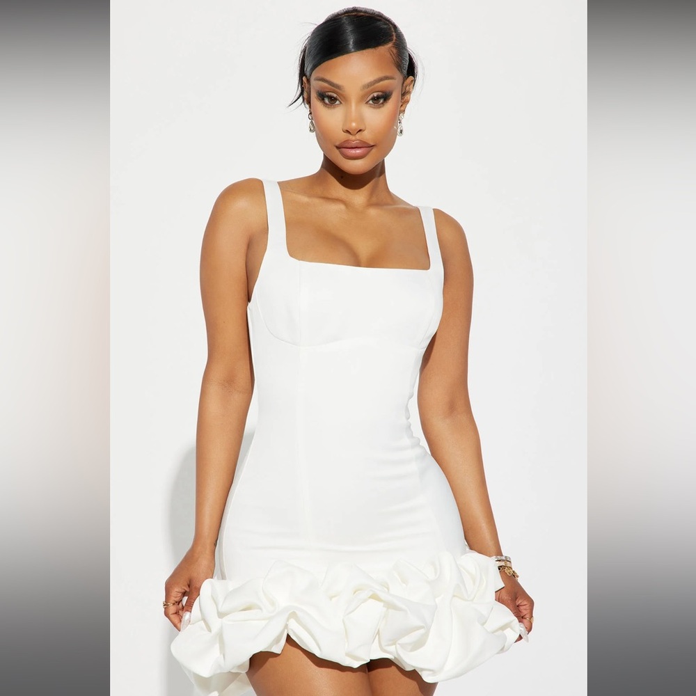 White Satin bubble dress